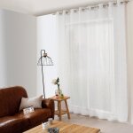 Voilage aspect lin grande largeur oeko - tex. blanc 300x240 cm