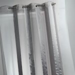 Voilage bicolore  rayures verticales argent 140x260 cm