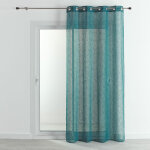Voilage - effet lin fluide bleu paon 140x240 cm