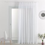 Voilage - effet lin � galon fronceur blanc 290x180 cm