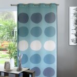 Voilage tamine avec des 'gros pois' bleu azur 135x240 cm