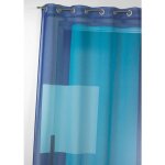 Voilage en �tamine imprim�e � motifs graphiques bleu 135x240 cm