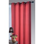 Voilage en etamine l�g�re unie � oeillets carr�s rouge 140x240 cm