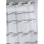 Voilage en �tamine tiss�e de fines rayures horizontales noir 140x240 cm