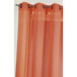 Voilage en �tamine uni avec rayures ton sur ton orange corail 145x260 cm