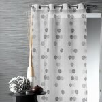 Voilage fantaisie brod� ronds multicouleurs noir 140x240 cm