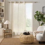 Voilage � ?illets 137 x 280 cm kalia ? polyester effet lin fantaisie