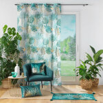 Voilage � ?illets 140 x 280 cm voile sable imprim� m�tallis� ornella blanc / �meraude