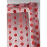 Voilage en maille - effet �ponge et filet rouge 140x260 cm