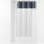 Voilage � ?illets 137 x 240 cm ? voile sabl� + haut coton jolibel bleu