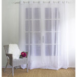 Voilage grande largeur 240x240 brodé cornelly voile sablé blanc Voilage grande largeur 240x240 brodé cornelly voile sablé blanc