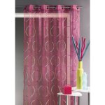 Voilage en organza avec cercles brods fuchsia 140x240 cm