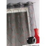Voilage en organza avec cercles brods noir 140x240 cm