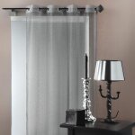 Voilage organza fantaisie goutte mtallique gris clair 150x260 cm
