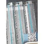 Voilage en organza � fines rayures z�br�es bleu p�trole 140x260 cm