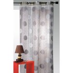 Voilage en organza jacquard brod� motif gros rond gris clair 130x240cm