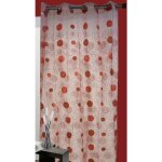 Voilage organza et jacquard cordons satin rouge 140x240 cm