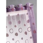Voilage organza jacquard aux motifs cercles violet parme 140x240 cm