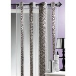 Voilage organza jacquard motif feuillage gris clair 140x260 cm