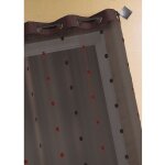 Voilage organza jacquard avec parement uni taffetas marron chocolat 140x260 cm