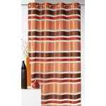 Voilage en organza rayures horizontales marron chocolat 140x240 cm