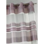 Voilage organza rayures horizontales tisses vieux rose 140x240 cm