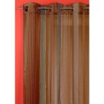 Voilage organza � rayures verticales marron chocolat 140x260 cm