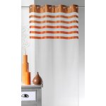 Voilage avec parement � rayures satin�es et color�es orange 140x250 cm