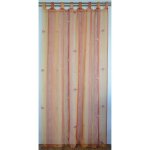 Voilage � pattes  color�  et  fleuri  orange 140x240 cm