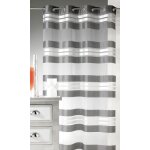 Voilage  rayures horizontales et fils argent gris anthracite 145x240 cm