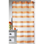 Voilage  rayures horizontales et fils argent orange 145x240 cm