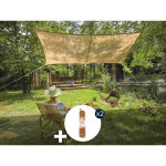 Voile d'ombrage naturelle jute rectangulaire 3 x 2 m + 2 cordes fibre de coco 12 m - jardiline