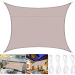 Voile d'ombrage rectangulaire 200 x 200 cm, protection solaire � 95 %, en polyester imperm�able, pour ...