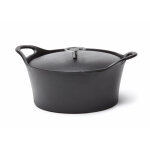 Volcan - cocotte ronde 20cm fonte de fer �maill�e noire avec couvercle