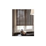 Dfl - volet en lanie'res de bambou marron fonce' 100x160 cm avec poulie enroulable supports bois et crochets ...