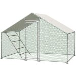 Voli�re 3x2 m avec perchoir, toit imperm�able et protection uv, structure acier renforc� 1 mm, s�curis�e ...
