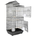 Volière cage à oiseaux portable volière cage de fer 46×35. 5×99cm noir Volière cage à oiseaux portable volière cage de fer 46×35. 5×99cm noir