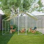 Voli�re en m�tal 3x4 m avec structure d?escalade int�gr�e, toit et serrure de s�curit� ? poulailler r�sistant ...
