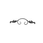 Volute en c avec 2 feuilles - hauteur 80mm largeur 325mm en plat martel� de 16x6mm - fer forg� - � souder ...