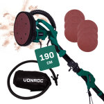 Vonroc - ponceuse t�lescopique 1050w - kit professionnel complet, 6 papiers abrasifs �225mm 2 x 60 grains, ...