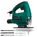 Vonroc scie sauteuse 550w - 5 lames de scies, syst�me de changement rapide, accessoires et sac de rangement ...