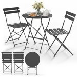 Vounot� ensemble de bistrot pliant en m�tal 3 pi�ces avec 1 table et 2 chaises gris