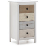 Chiffonnier nuit 4 tiroirs magda dans les tiroirs blanc et multicolores