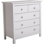 Commode betty blanc 3 grands tiroirs et 2 petits en pin massif Commode betty blanc 3 grands tiroirs et 2 petits en pin massif