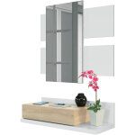 Meuble d'entr�e telma avec 1 tiroir et miroir blanc / ch�ne, 75 cm largeur