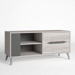Vs venta - stock - meuble tv salle à manger orly couleur chêne clair et gris, 1 porte et 2 tiroirs Vs venta - stock - meuble tv salle à manger orly couleur chêne clair et gris, 1 porte et 2 tiroirs