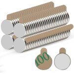 Vtizikl 100pcs aimant autocollant 8 x 1 mm - petit frigo, adh�sif mini, magnet puissant plat pour tableau ...