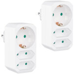 Vtizikl lot de 2 multiprises blanches - adaptateur de prise avec s�curit� enfant - double prise 3680 ...