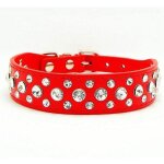 Vtizikl collier de chien en cuir strass (rouge m) - fei yu