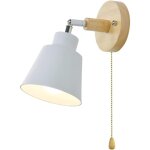 Vtizikl lampe murale bois interieur avec interrupteur, applique murale aluminium rotatif pour bar, chambre ...